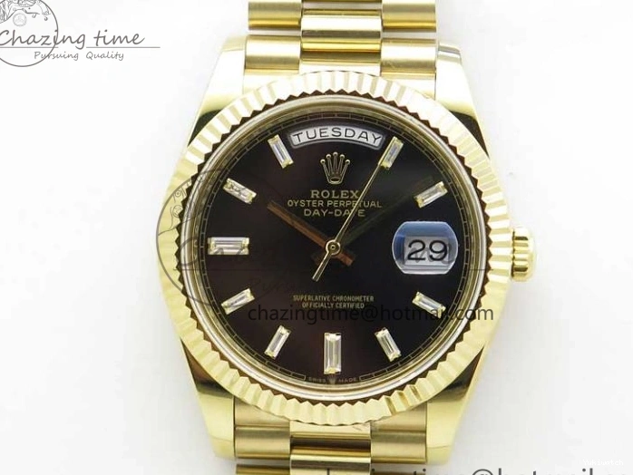 BP Black on Dial A2836 YG YG New 904 Crystal Bracelet President Dial Version 40mm Markers T 228239 Day-Date 1227